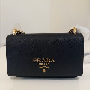 Prada Black Crossbody Bag with Gold Accents